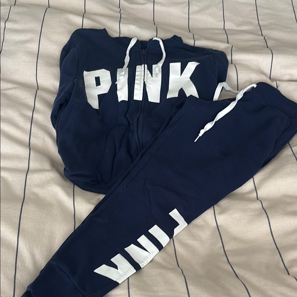 PINK Victoria's Secret Navy joggers and hoodie set